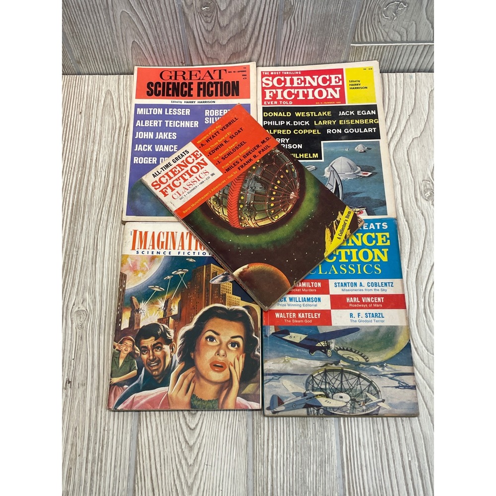 Vintage Science Fiction Digest Magazine Lot of 5 Philip K Dick Harrison